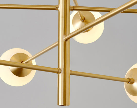 Post-Modern Hanging Chandelier Light Satin Opal Glass Ceiling Chandelier in Gold for Living Room Clearhalo 'Ceiling Lights' 'Chandeliers' Lighting' options 2629835
