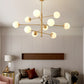 Post-Modern Hanging Chandelier Light Satin Opal Glass Ceiling Chandelier in Gold for Living Room Clearhalo 'Ceiling Lights' 'Chandeliers' Lighting' options 2629837