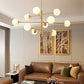 Post-Modern Hanging Chandelier Light Satin Opal Glass Ceiling Chandelier in Gold for Living Room Clearhalo 'Ceiling Lights' 'Chandeliers' Lighting' options 2629838