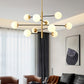 Post-Modern Hanging Chandelier Light Satin Opal Glass Ceiling Chandelier in Gold for Living Room Clearhalo 'Ceiling Lights' 'Chandeliers' Lighting' options 2629839
