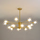 Post-Modern Starburst Hanging Chandelier Light Clear Globe Glass Ceiling Chandelier for Living Room Clearhalo 'Ceiling Lights' 'Chandeliers' Lighting' options 2629855