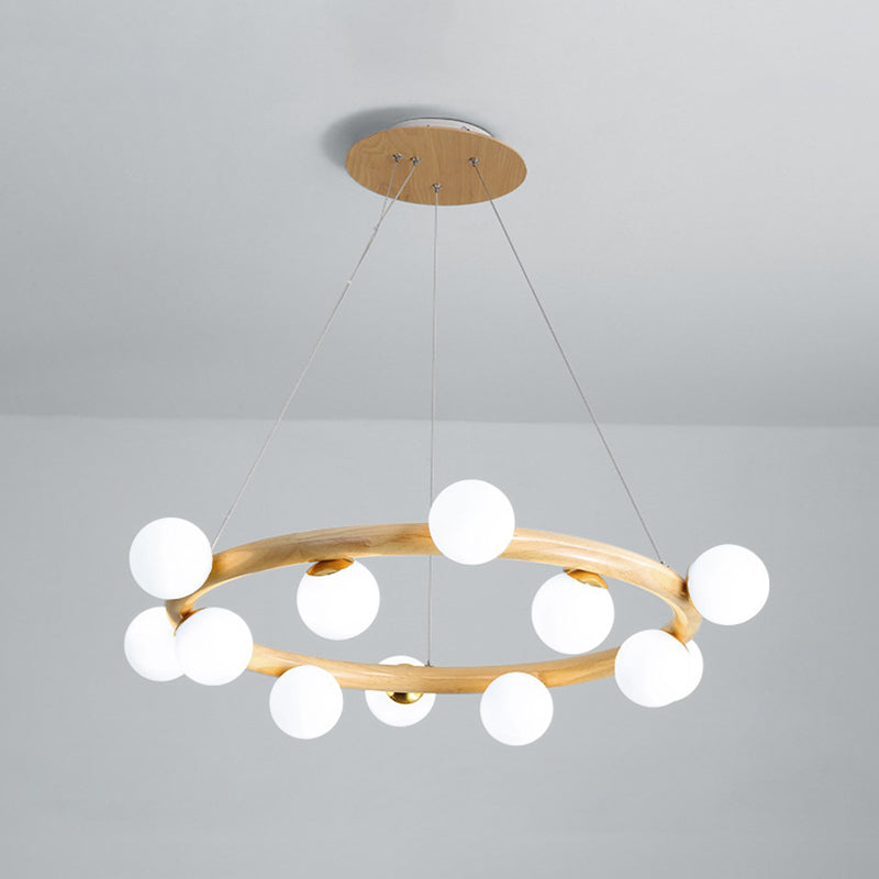 Modern Minimalist Round Chandelier Light Fixture Natural Wood Living Room Ceiling Chandelier Clearhalo 'Ceiling Lights' 'Chandeliers' Lighting' options 2629871