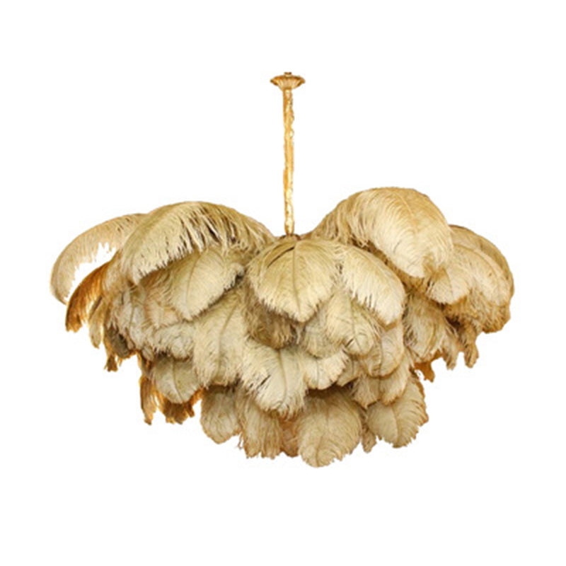 Ostrich Feather Ceiling Chandelier Modern Nordic Creative 5 Light Hanging Ceiling Light for Bedroom Clearhalo 'Ceiling Lights' 'Chandeliers' Lighting' options 2629884