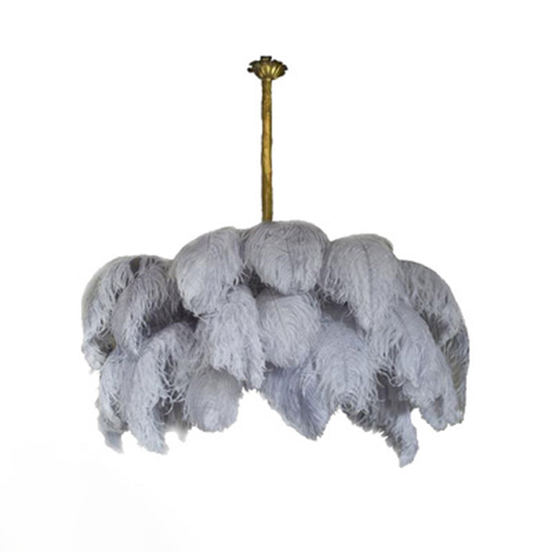 Ostrich Feather Ceiling Chandelier Modern Nordic Creative 5 Light Hanging Ceiling Light for Bedroom Clearhalo 'Ceiling Lights' 'Chandeliers' Lighting' options 2629886