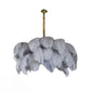 Ostrich Feather Ceiling Chandelier Modern Nordic Creative 5 Light Hanging Ceiling Light for Bedroom Grey Clearhalo 'Ceiling Lights' 'Chandeliers' Lighting' options 2629886_3e1d55ec-30a7-4984-84a9-fd6929929110
