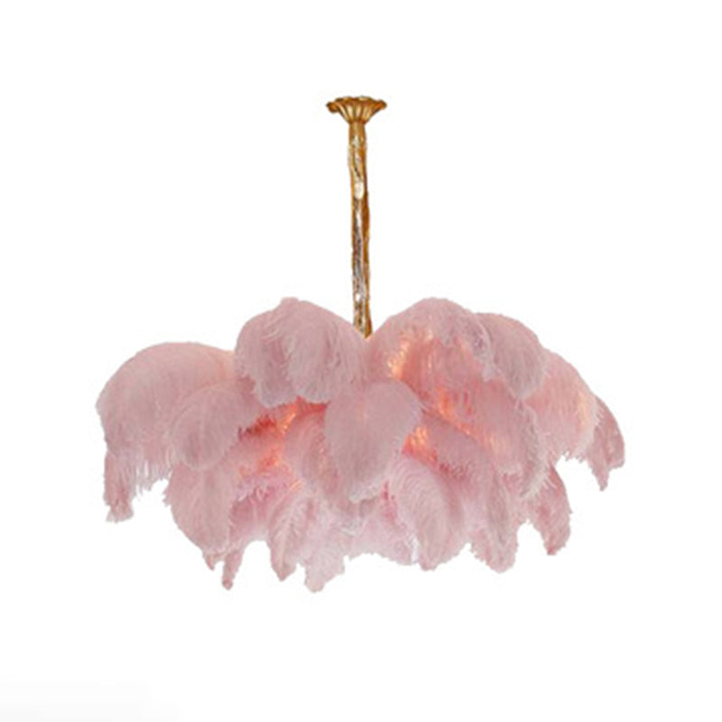 Ostrich Feather Ceiling Chandelier Modern Nordic Creative 5 Light Hanging Ceiling Light for Bedroom Clearhalo 'Ceiling Lights' 'Chandeliers' Lighting' options 2629891