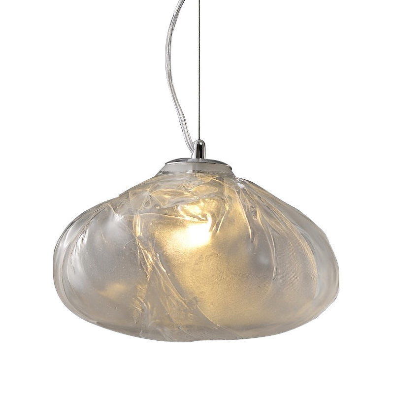 1 Light Bun Hanging Lights Post-Modern Lattice Glass Ceiling Fixture for Restaurant Clearhalo 'Ceiling Lights' 'Pendant Lights' 'Pendants' Lighting' 2629986