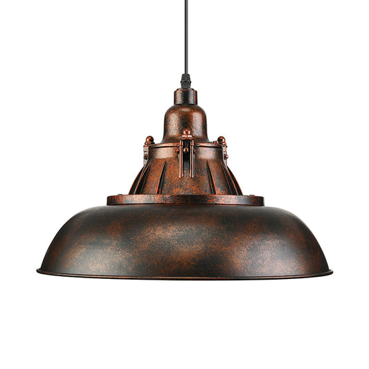 Black/Rust 1 Bulb Ceiling Light Vintage Industrial Metallic Bowl Shade Hanging Fixture for Study Room Clearhalo 'Art Deco Pendants' 'Black' 'Cast Iron' 'Ceiling Lights' 'Ceramic' 'Crystal' 'Industrial Pendants' 'Industrial' 'Metal' 'Middle Century Pendants' 'Pendant Lights' 'Pendants' 'Rustic Pendants' 'Tiffany' Lighting' 2629