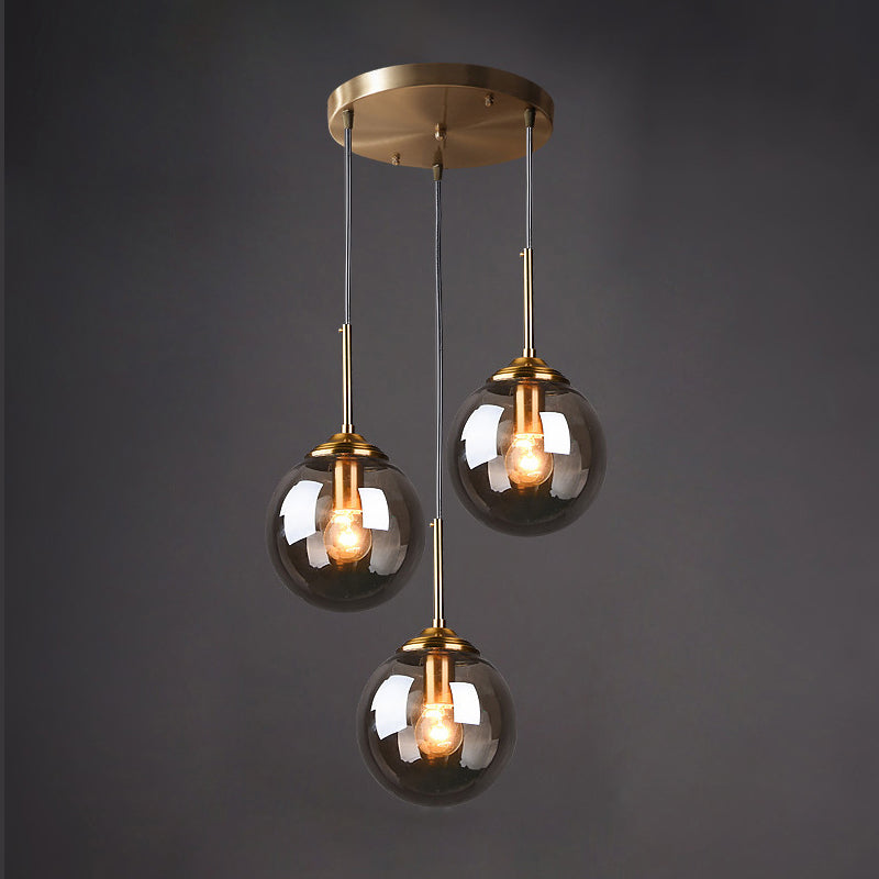 3 Lights Globe Hanging Ceiling Lights Minimalist Glass Multi Light Pendant for Restaurant Clearhalo 'Ceiling Lights' 'Pendant Lights' 'Pendants' Lighting' 2630006