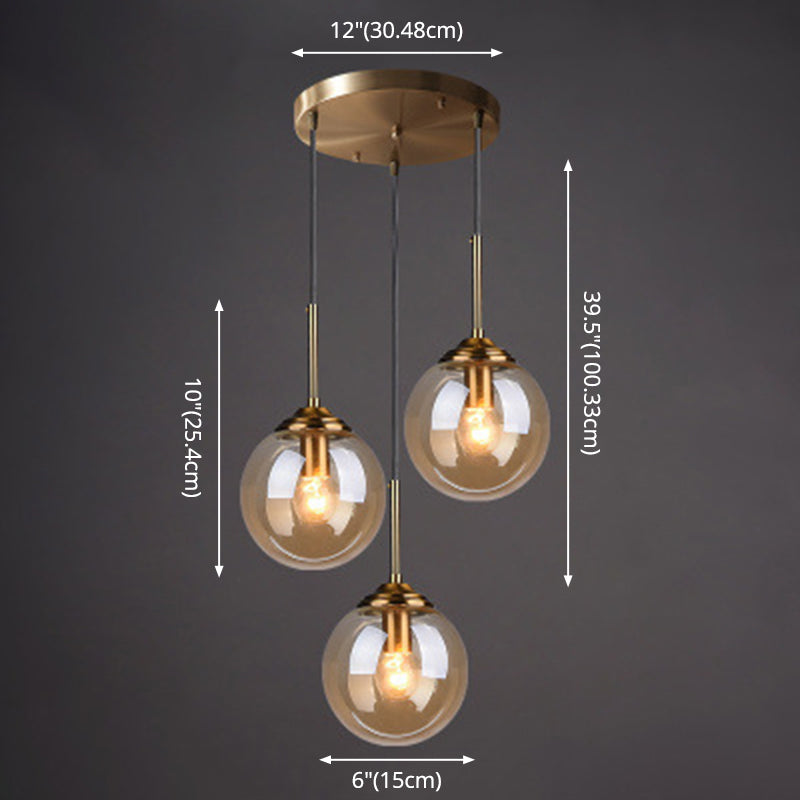 3 Lights Globe Hanging Ceiling Lights Minimalist Glass Multi Light Pendant for Restaurant Clearhalo 'Ceiling Lights' 'Pendant Lights' 'Pendants' Lighting' 2630009