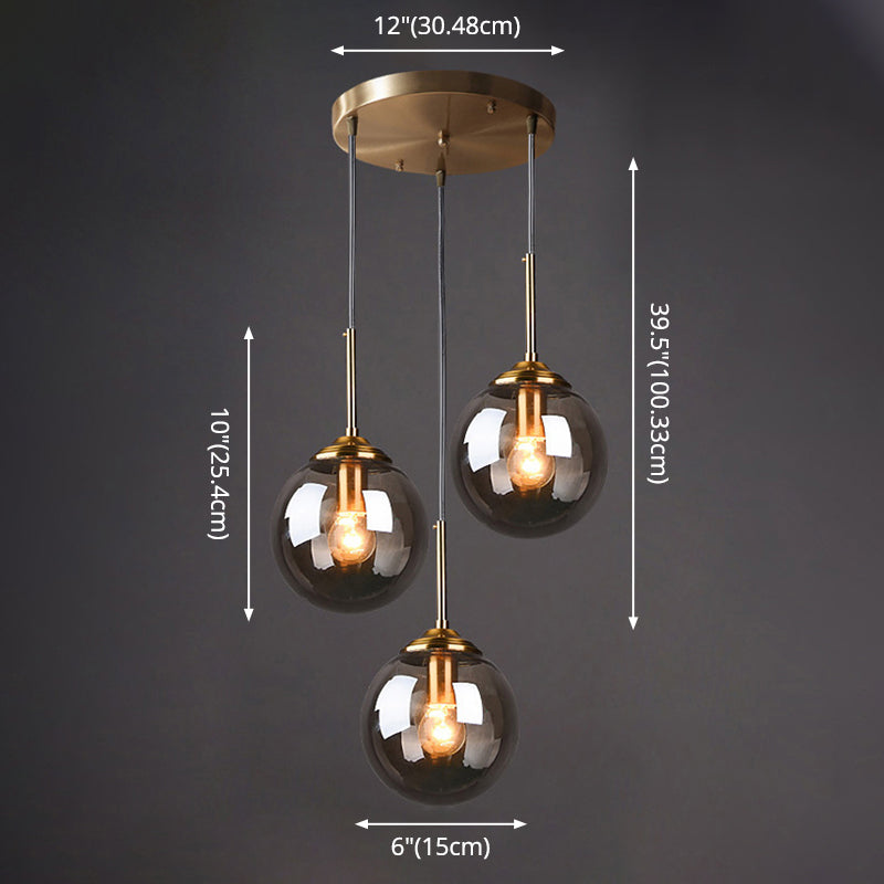 3 Lights Globe Hanging Ceiling Lights Minimalist Glass Multi Light Pendant for Restaurant Clearhalo 'Ceiling Lights' 'Pendant Lights' 'Pendants' Lighting' 2630011
