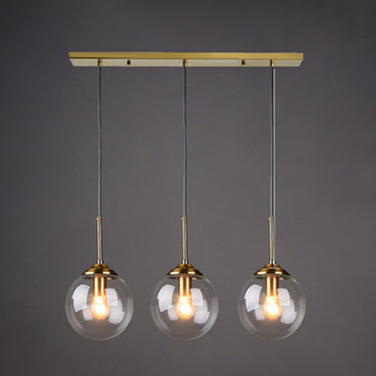3 Lights Globe Hanging Ceiling Lights Minimalist Glass Multi Light Pendant for Restaurant Clear Linear Clearhalo 'Ceiling Lights' 'Pendant Lights' 'Pendants' Lighting' 2630016_c6fa04a4-1293-4b45-8fd2-aac0cc2aae78