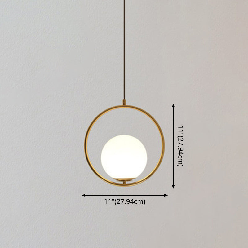 1 Light Hanging Light Fixtures Mid-Century Modern White Glass Hanging Pendant Lights for Bedroom Clearhalo 'Ceiling Lights' 'Pendant Lights' 'Pendants' Lighting' options 2630084
