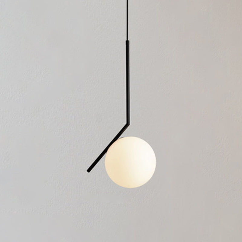 1 Light Hanging Light Fixtures Mid-Century Modern White Glass Hanging Pendant Lights for Bedroom Clearhalo 'Ceiling Lights' 'Pendant Lights' 'Pendants' Lighting' options 2630085