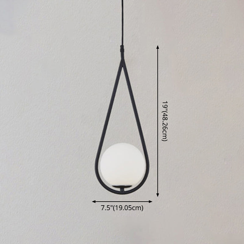 1 Light Hanging Light Fixtures Mid-Century Modern White Glass Hanging Pendant Lights for Bedroom Clearhalo 'Ceiling Lights' 'Pendant Lights' 'Pendants' Lighting' options 2630086