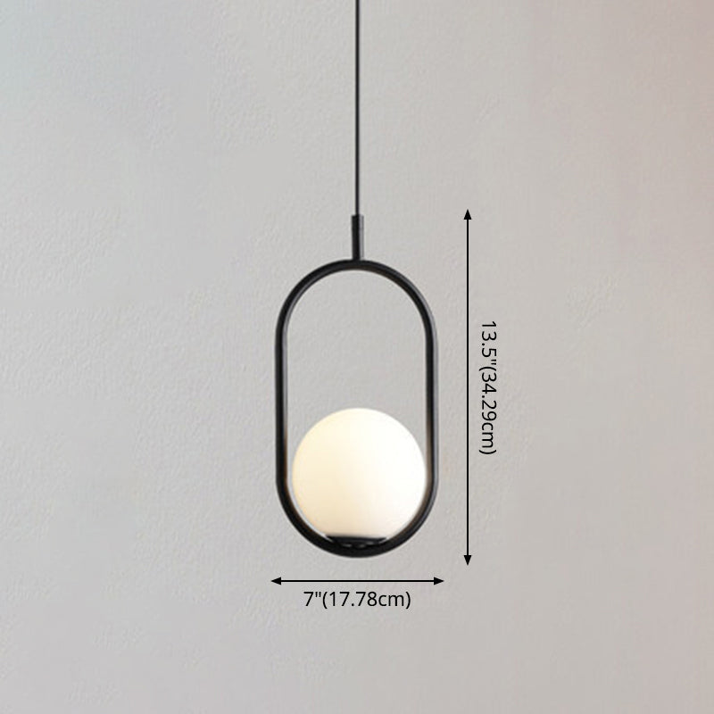 1 Light Hanging Light Fixtures Mid-Century Modern White Glass Hanging Pendant Lights for Bedroom Clearhalo 'Ceiling Lights' 'Pendant Lights' 'Pendants' Lighting' options 2630088