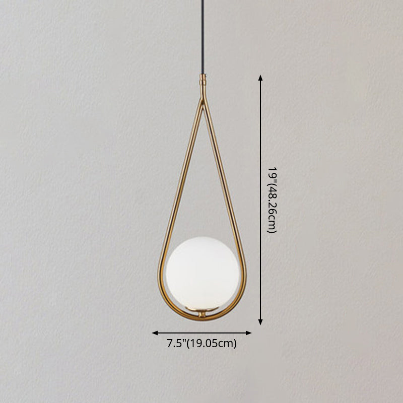 1 Light Hanging Light Fixtures Mid-Century Modern White Glass Hanging Pendant Lights for Bedroom Clearhalo 'Ceiling Lights' 'Pendant Lights' 'Pendants' Lighting' options 2630091