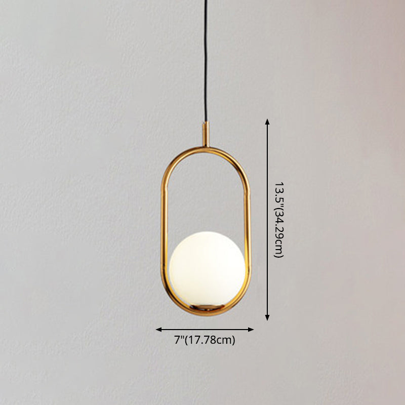 1 Light Hanging Light Fixtures Mid-Century Modern White Glass Hanging Pendant Lights for Bedroom Clearhalo 'Ceiling Lights' 'Pendant Lights' 'Pendants' Lighting' options 2630093