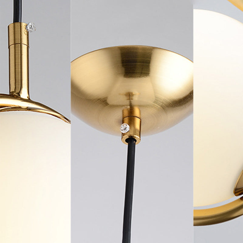 1 Light Hanging Light Fixtures Mid-Century Modern White Glass Hanging Pendant Lights for Bedroom Clearhalo 'Ceiling Lights' 'Pendant Lights' 'Pendants' Lighting' options 2630094