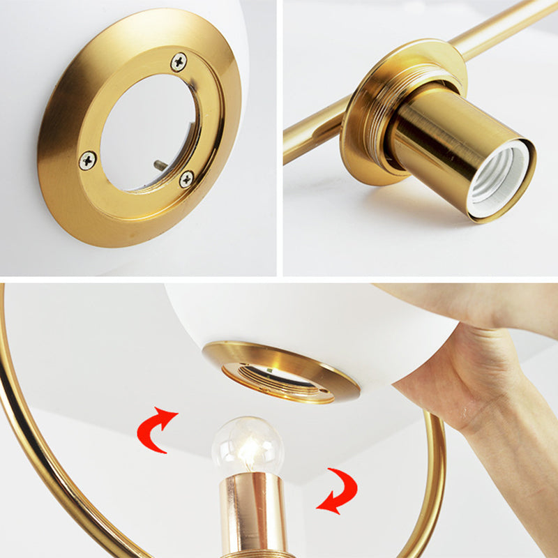 1 Light Hanging Light Fixtures Mid-Century Modern White Glass Hanging Pendant Lights for Bedroom Clearhalo 'Ceiling Lights' 'Pendant Lights' 'Pendants' Lighting' options 2630095