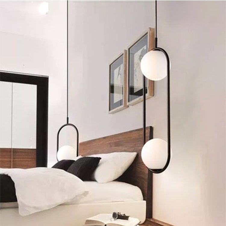 1 Light Hanging Light Fixtures Mid-Century Modern White Glass Hanging Pendant Lights for Bedroom Clearhalo 'Ceiling Lights' 'Pendant Lights' 'Pendants' Lighting' options 2630097