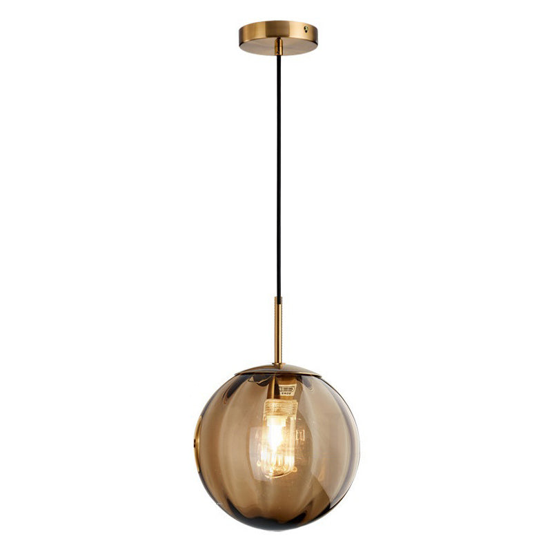 1 Light Round Hanging Ceiling Lights Post-Modern Water Glass Hanging Light Fixtures for Restaurant Amber Clearhalo 'Ceiling Lights' 'Pendant Lights' 'Pendants' Lighting' 2630167
