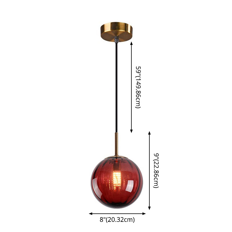 1 Light Round Hanging Ceiling Lights Post-Modern Water Glass Hanging Light Fixtures for Restaurant Clearhalo 'Ceiling Lights' 'Pendant Lights' 'Pendants' Lighting' 2630170