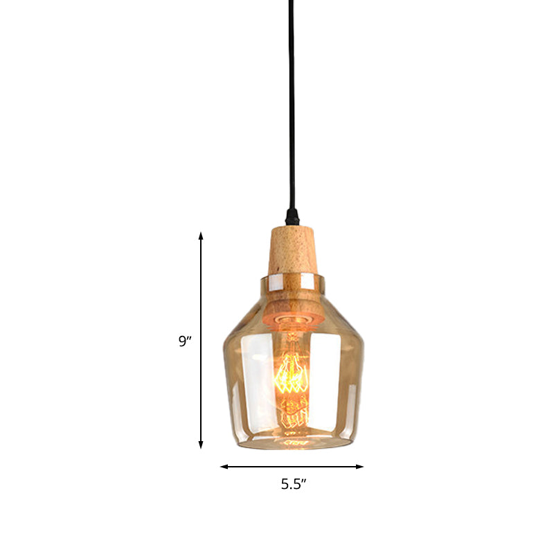 Modern 1 Light Pendant Lamp Amber Glass Shade Barn/Disc/Trifle Hanging Light Kit, 5.5"/7.5"/13" Wide Clearhalo 'Ceiling Lights' 'Chandeliers' 'Glass shade' 'Glass' 'Modern Pendants' 'Modern' 'Pendant Lights' 'Pendants' Lighting' 263056