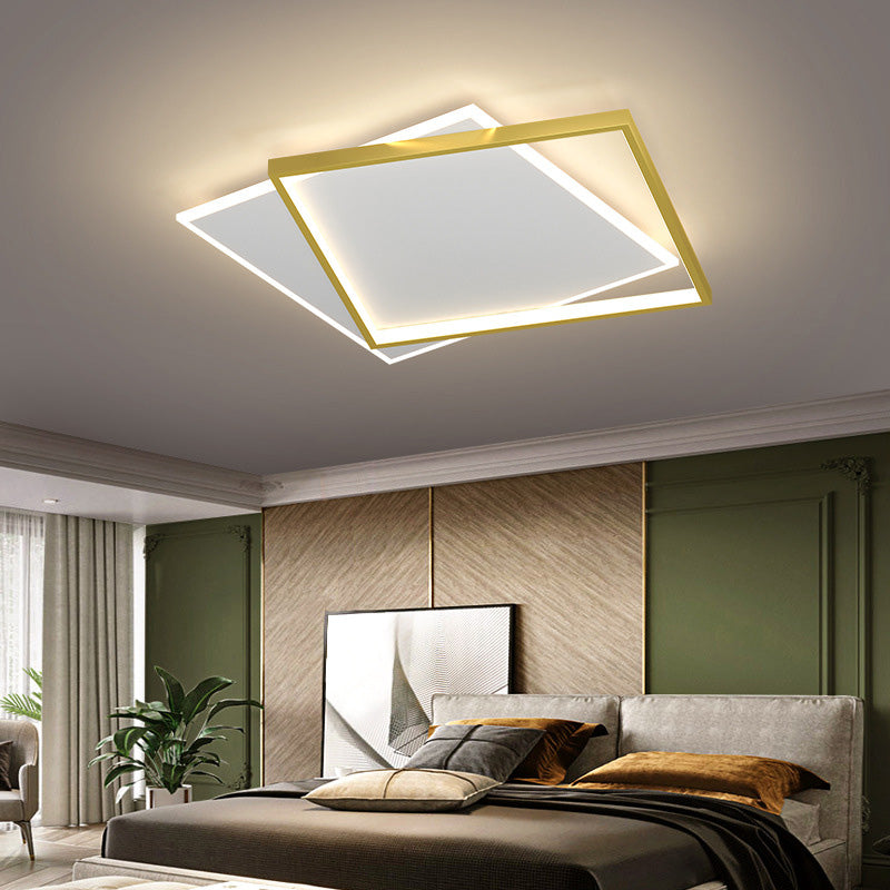 Minimalist Square Flush Mount Light Fixture Metal LED Bedroom Close to Ceiling Lamp in Gold Clearhalo 'Ceiling Lights' 'Close To Ceiling Lights' 'Lighting' 2630939