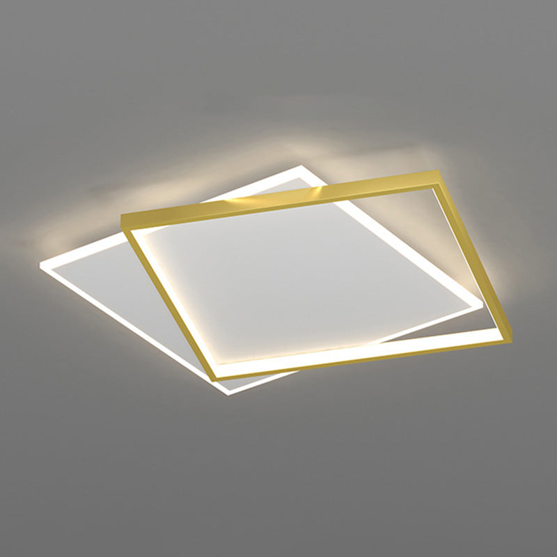 Minimalist Square Flush Mount Light Fixture Metal LED Bedroom Close to Ceiling Lamp in Gold Gold Clearhalo 'Ceiling Lights' 'Close To Ceiling Lights' 'Lighting' 2630940