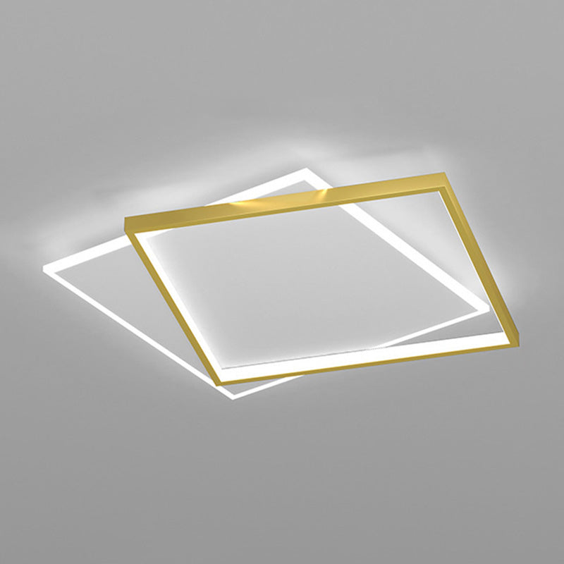 Minimalist Square Flush Mount Light Fixture Metal LED Bedroom Close to Ceiling Lamp in Gold Gold White Clearhalo 'Ceiling Lights' 'Close To Ceiling Lights' 'Lighting' 2630941
