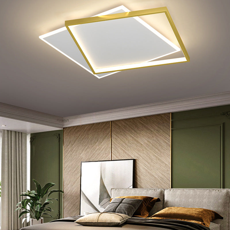 Minimalist Square Flush Mount Light Fixture Metal LED Bedroom Close to Ceiling Lamp in Gold Clearhalo 'Ceiling Lights' 'Close To Ceiling Lights' 'Lighting' 2630943