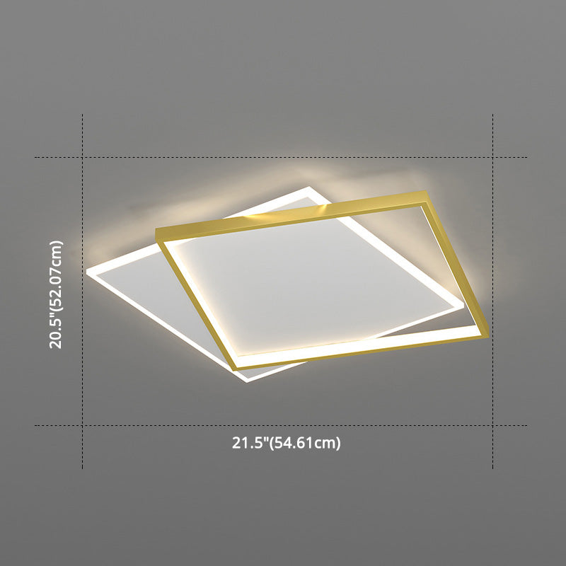 Minimalist Square Flush Mount Light Fixture Metal LED Bedroom Close to Ceiling Lamp in Gold Clearhalo 'Ceiling Lights' 'Close To Ceiling Lights' 'Lighting' 2630944