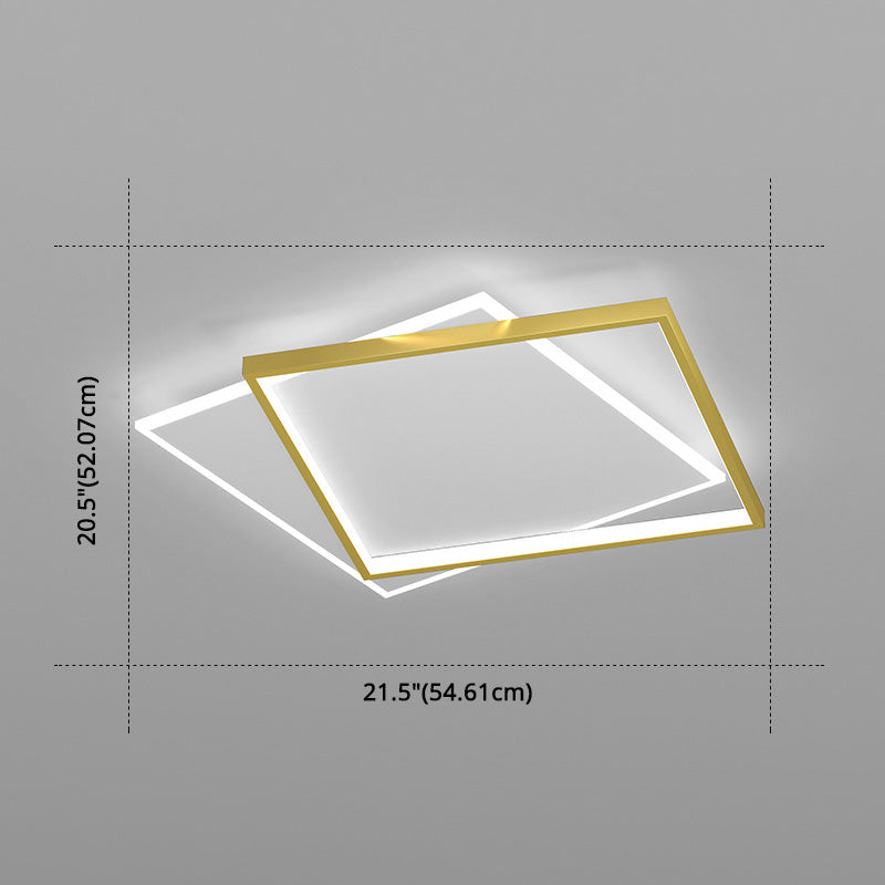 Minimalist Square Flush Mount Light Fixture Metal LED Bedroom Close to Ceiling Lamp in Gold Clearhalo 'Ceiling Lights' 'Close To Ceiling Lights' 'Lighting' 2630945