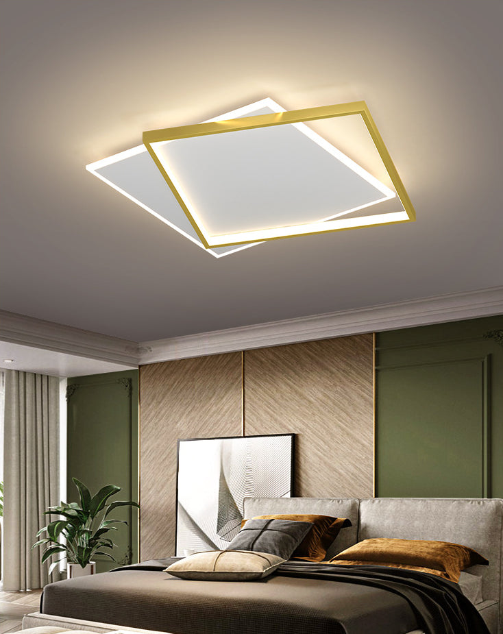 Minimalist Square Flush Mount Light Fixture Metal LED Bedroom Close to Ceiling Lamp in Gold Clearhalo 'Ceiling Lights' 'Close To Ceiling Lights' 'Lighting' 2630946