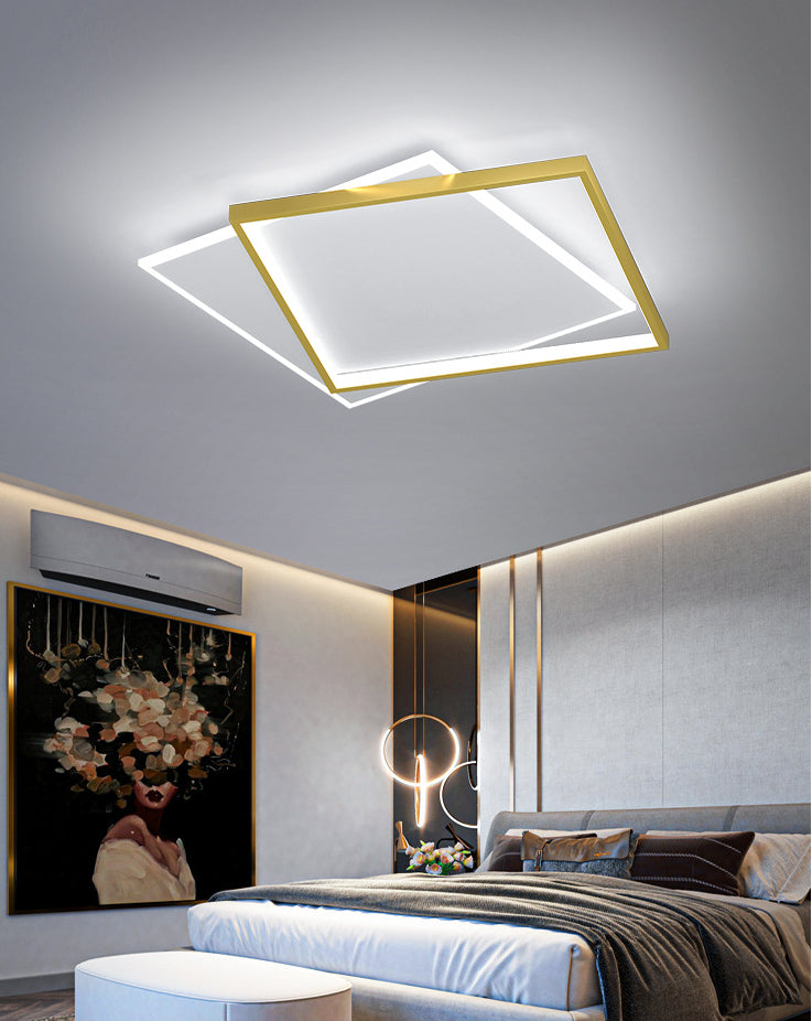 Minimalist Square Flush Mount Light Fixture Metal LED Bedroom Close to Ceiling Lamp in Gold Clearhalo 'Ceiling Lights' 'Close To Ceiling Lights' 'Lighting' 2630947