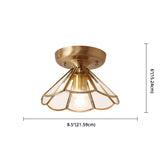 Classic Scalloped Semi-Flush Ceiling Mount Light Glass Ceiling Flush Mount in Brass Clearhalo 'Ceiling Lights' 'Close To Ceiling Lights' 'Lighting' 2631103