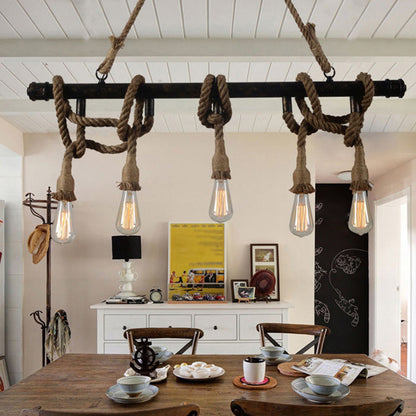 Linear Restaurant Island Lighting Fixture Industrial Metal Beige Chandelier Lighting Fixture Beige Clearhalo 'Ceiling Lights' 'Island Lights' 'Lighting' 2631156