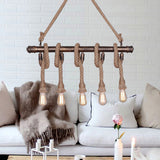 Linear Restaurant Island Lighting Fixture Industrial Metal Beige Chandelier Lighting Fixture Clearhalo 'Ceiling Lights' 'Island Lights' 'Lighting' 2631159