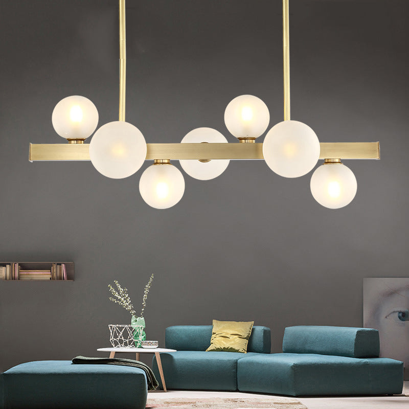 Spherical Glass Island Lighting Fixture Modern Style LED Brass Hanging Ceiling Light Clearhalo 'Ceiling Lights' 'Island Lights' 'Lighting' 2631172