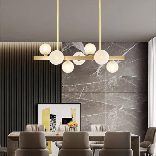 Spherical Glass Island Lighting Fixture Modern Style LED Brass Hanging Ceiling Light Clearhalo 'Ceiling Lights' 'Island Lights' 'Lighting' 2631174