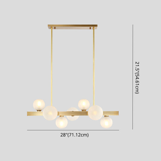 Spherical Glass Island Lighting Fixture Modern Style LED Brass Hanging Ceiling Light Clearhalo 'Ceiling Lights' 'Island Lights' 'Lighting' 2631177