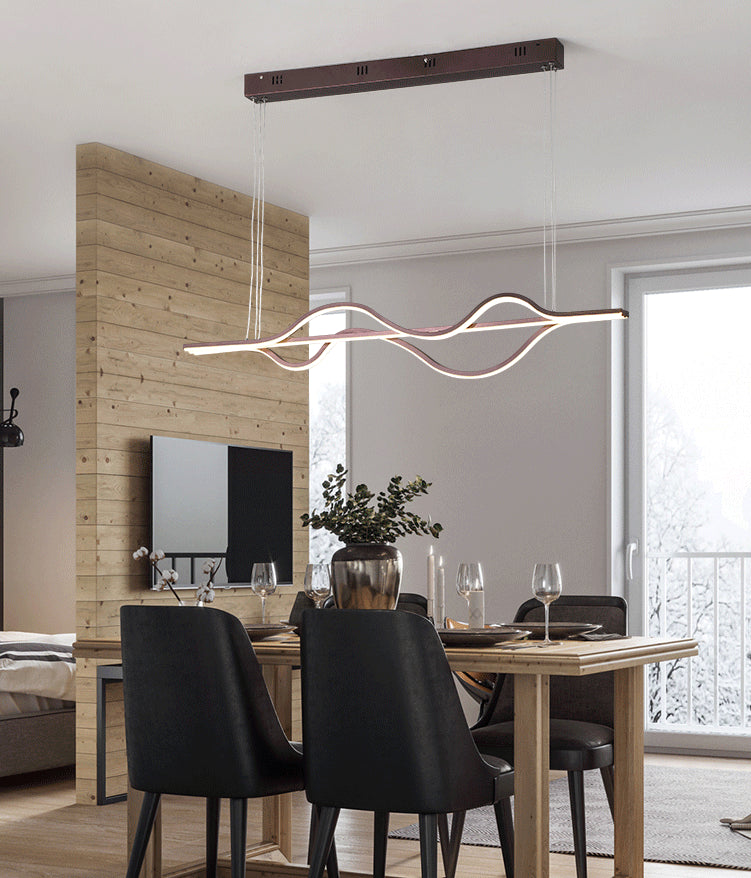 Brown Lines Island Lighting Fixture Contemporary LED Acrylic Hanging Ceiling Light Clearhalo 'Ceiling Lights' 'Island Lights' 'Lighting' 2631194