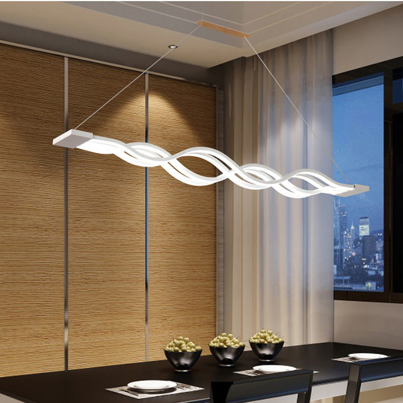 Wave Dinning Room Island Pendant Light Metal LED Contemporary Ceiling Pendant Light in White White Clearhalo 'Ceiling Lights' 'Island Lights' 'Lighting' 2631196