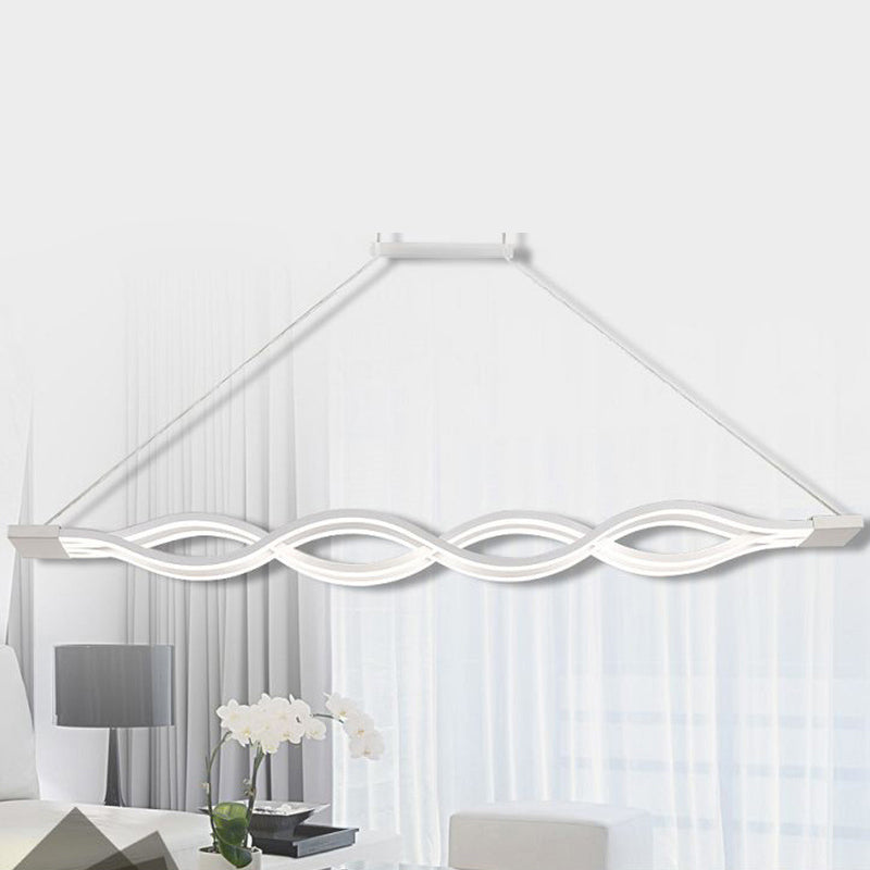 Wave Dinning Room Island Pendant Light Metal LED Contemporary Ceiling Pendant Light in White Clearhalo 'Ceiling Lights' 'Island Lights' 'Lighting' 2631198