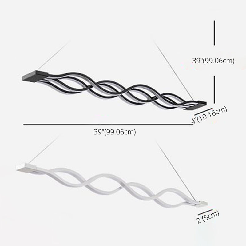 Wave Dinning Room Island Pendant Light Metal LED Contemporary Ceiling Pendant Light in White Clearhalo 'Ceiling Lights' 'Island Lights' 'Lighting' 2631200