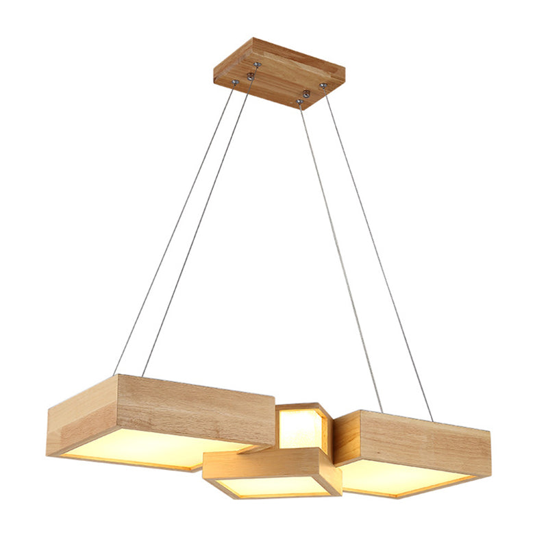 Wooden Square Island Lighting Fixture Modern Style LED Wood Hanging Ceiling Light Wood Clearhalo 'Ceiling Lights' 'Island Lights' 'Lighting' 2631227