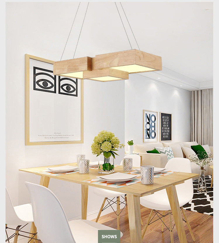 Wooden Square Island Lighting Fixture Modern Style LED Wood Hanging Ceiling Light Clearhalo 'Ceiling Lights' 'Island Lights' 'Lighting' 2631230