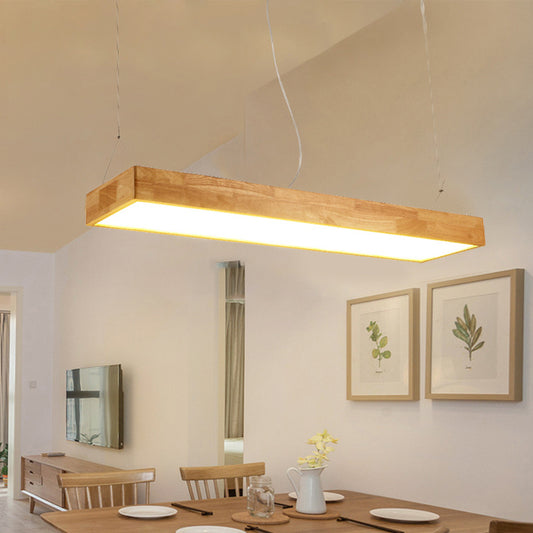Wood Rectangle Island Lighting Fixture Modern Style LED Wooden Hanging Ceiling Light Clearhalo 'Ceiling Lights' 'Island Lights' 'Lighting' 2631234
