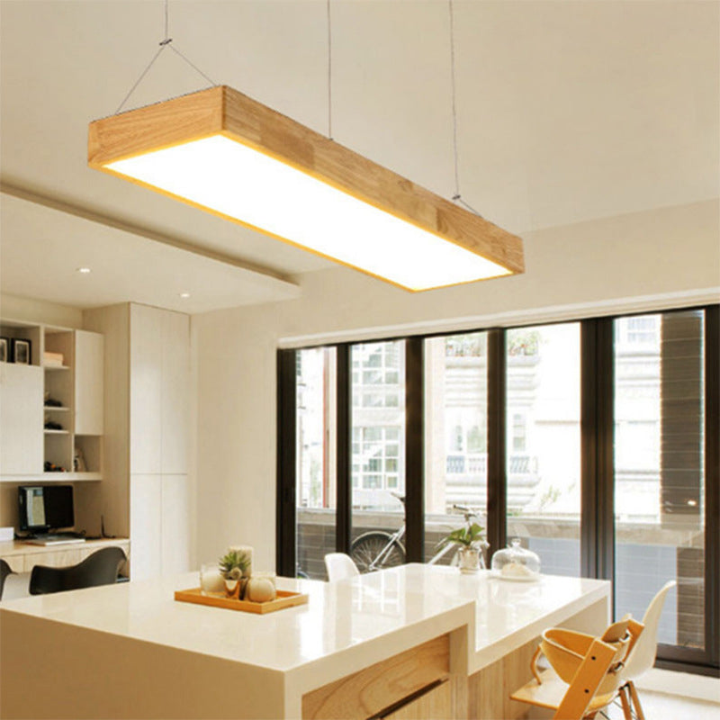 Wood Rectangle Island Lighting Fixture Modern Style LED Wooden Hanging Ceiling Light Clearhalo 'Ceiling Lights' 'Island Lights' 'Lighting' 2631236